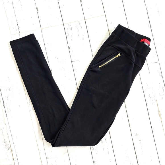 Hot Kiss Black Soft & Stretchy Pullon Pants Leggings Dressy Gold Front Pockets - Picture 3 of 7